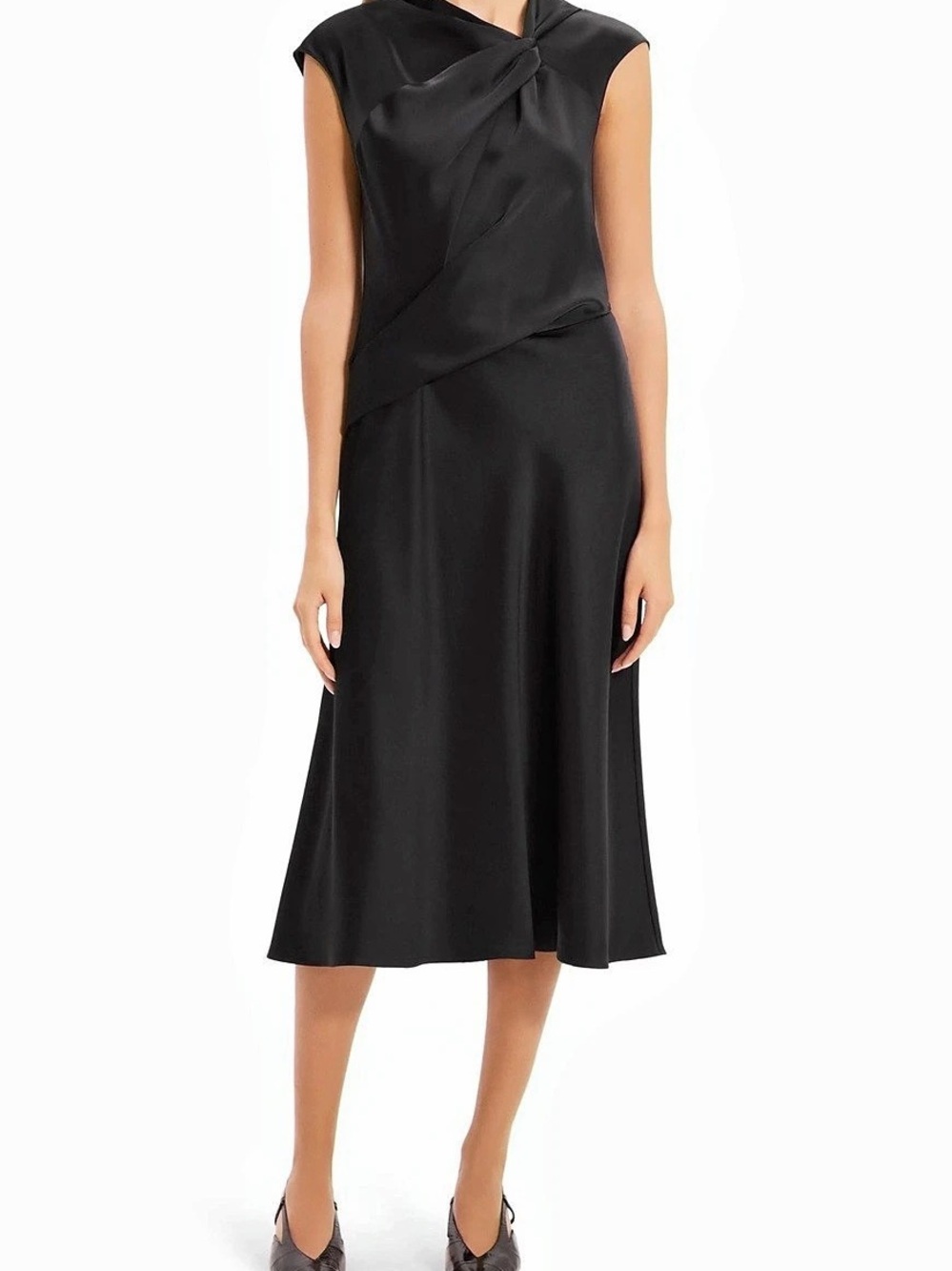 Theory Twist Satin Bodice Midi Dress
